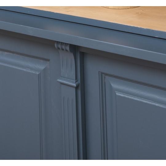 nagy klasszikus kek konyvszekreny tomorfa kek cottage angol stilusu polcos szekreny polgari magas nappali konyvtar dolgozoszoba vitrines uveges.jpg